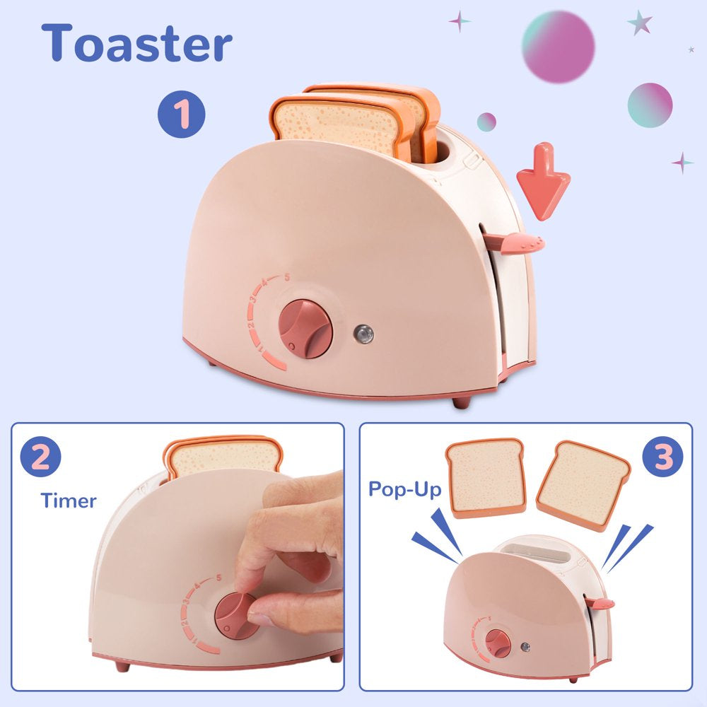 Play Kitchen Set, 3Pcs Kids Play Kitchen with Oven, Toaster and Stirrer, Toy Kitchen Appliance for Toddlers Girls Boys Gift