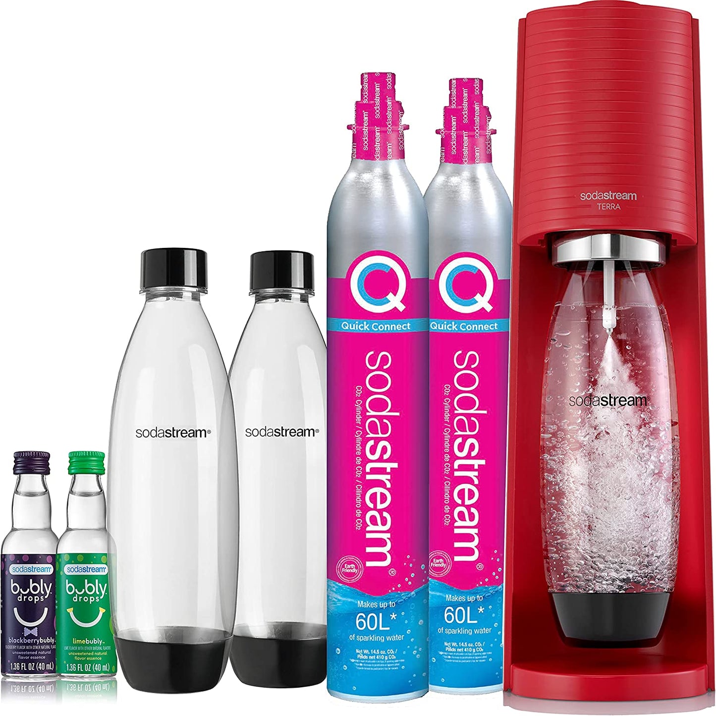 SodaStream Terra Sparkling Water Maker (Black) with CO2, DWS Bottle and Bubly Drop