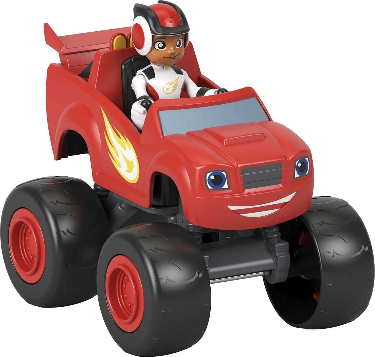 Fisher-Price Blaze and the Monster Machines Blaze & AJ, Large Push-Along Monster Truck with Poseable Figure for Preschool Kids Ages 3 and Up