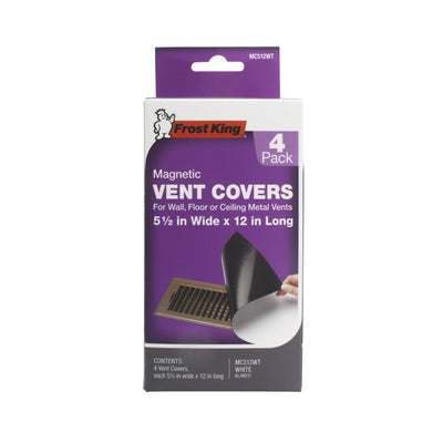Magnetic Vent Covers for Wall, Floor or Ceiling, 5.5" Wide X 12" Long, White, Pack of 4