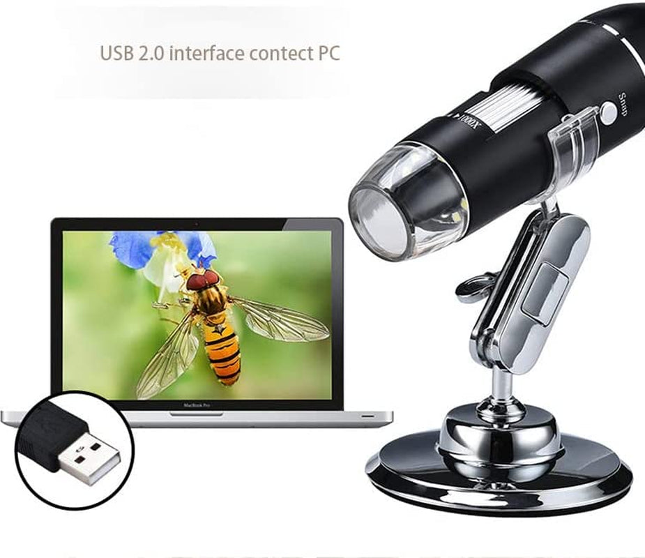 USB Digital Microscope, Handheld 50X-1600X Magnification Endoscope, 8 LED Mini Video Camera