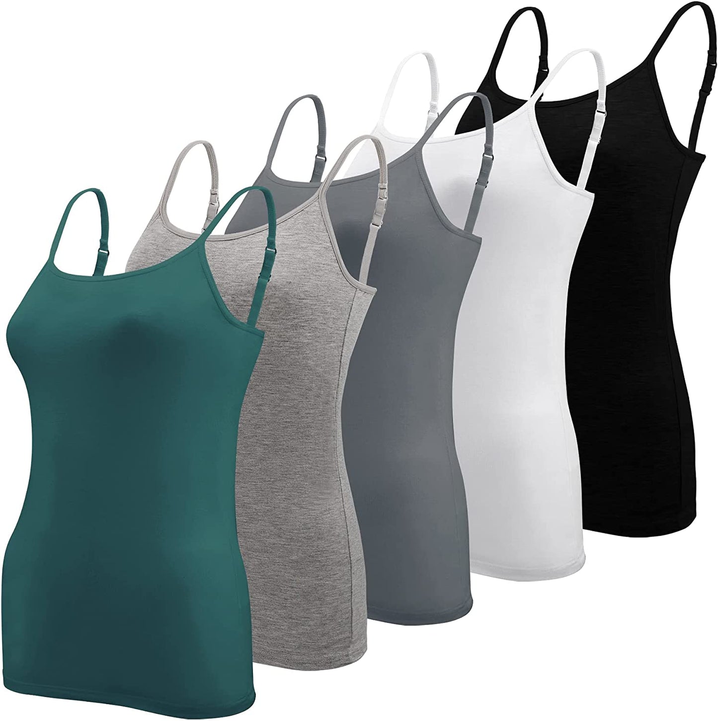 5 Pcs Women's Camisole Tank Top Undershirt Spaghetti Strap Basic Camisoles