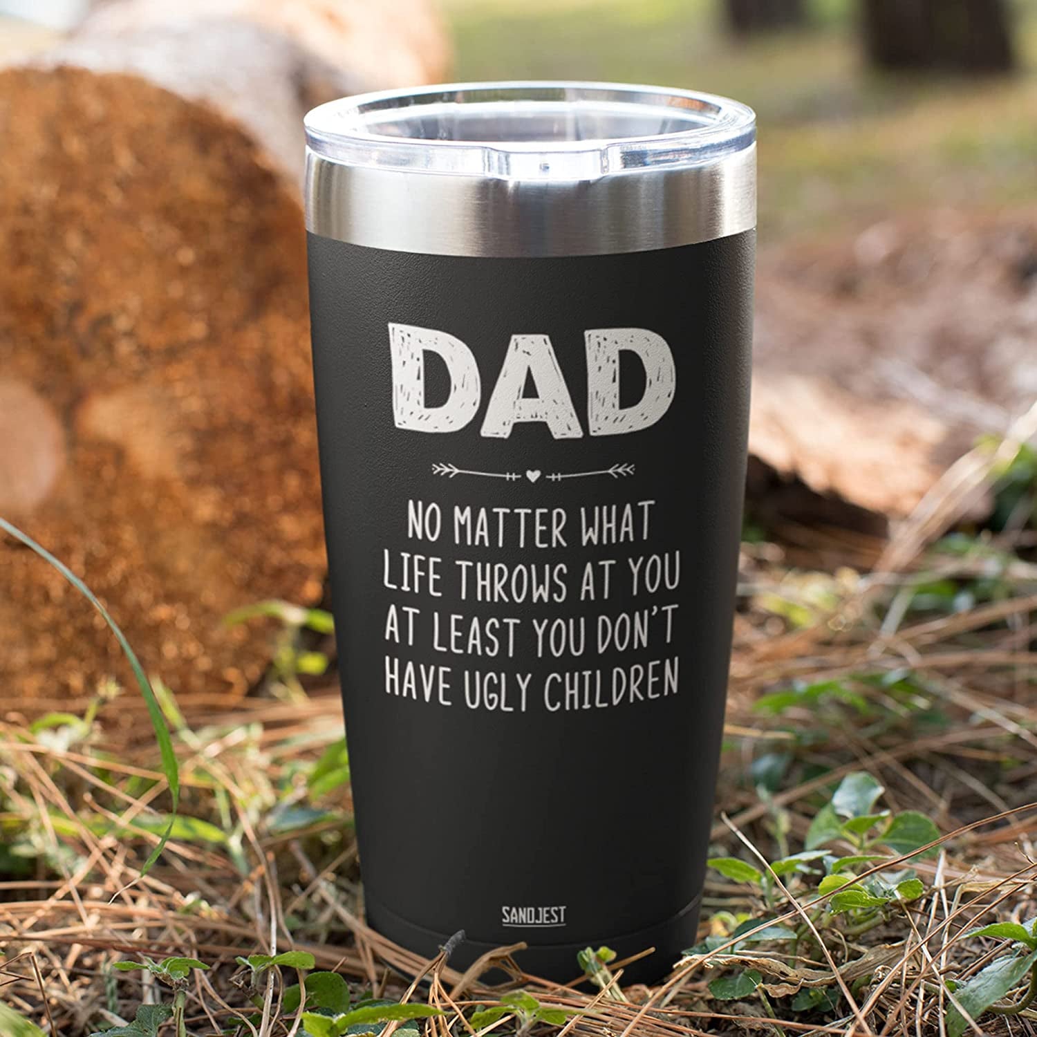 Dad Tumbler Gifts for Dad from Daughter Son - 20oz Stainless Steel Double-walled Insulated No Matter What Ugly Children Travel Mug Christmas, Birthday, Father's Day Gift Set with Lid & Straw