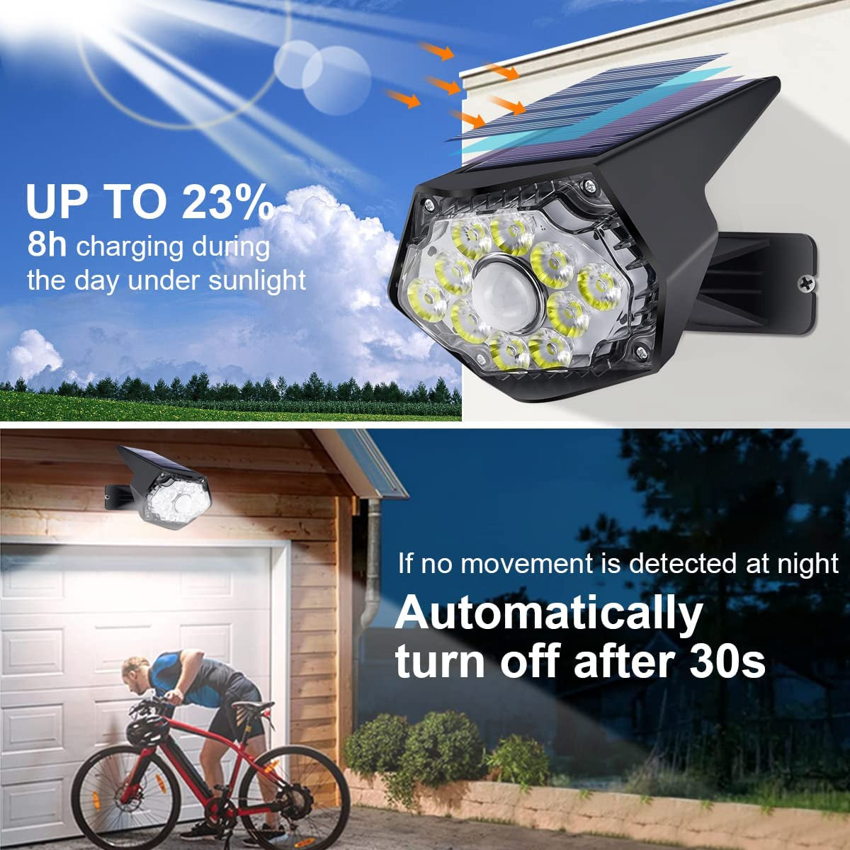 4 pack Solar Lights Outdoor, Solar Motion Sensor Outdoor Light, Solar Security Spot Lights, Solar Powered Wall Lights, Ip67 Waterproof, Solar Flood Lights Outdoor for Garden, Patio, Garage