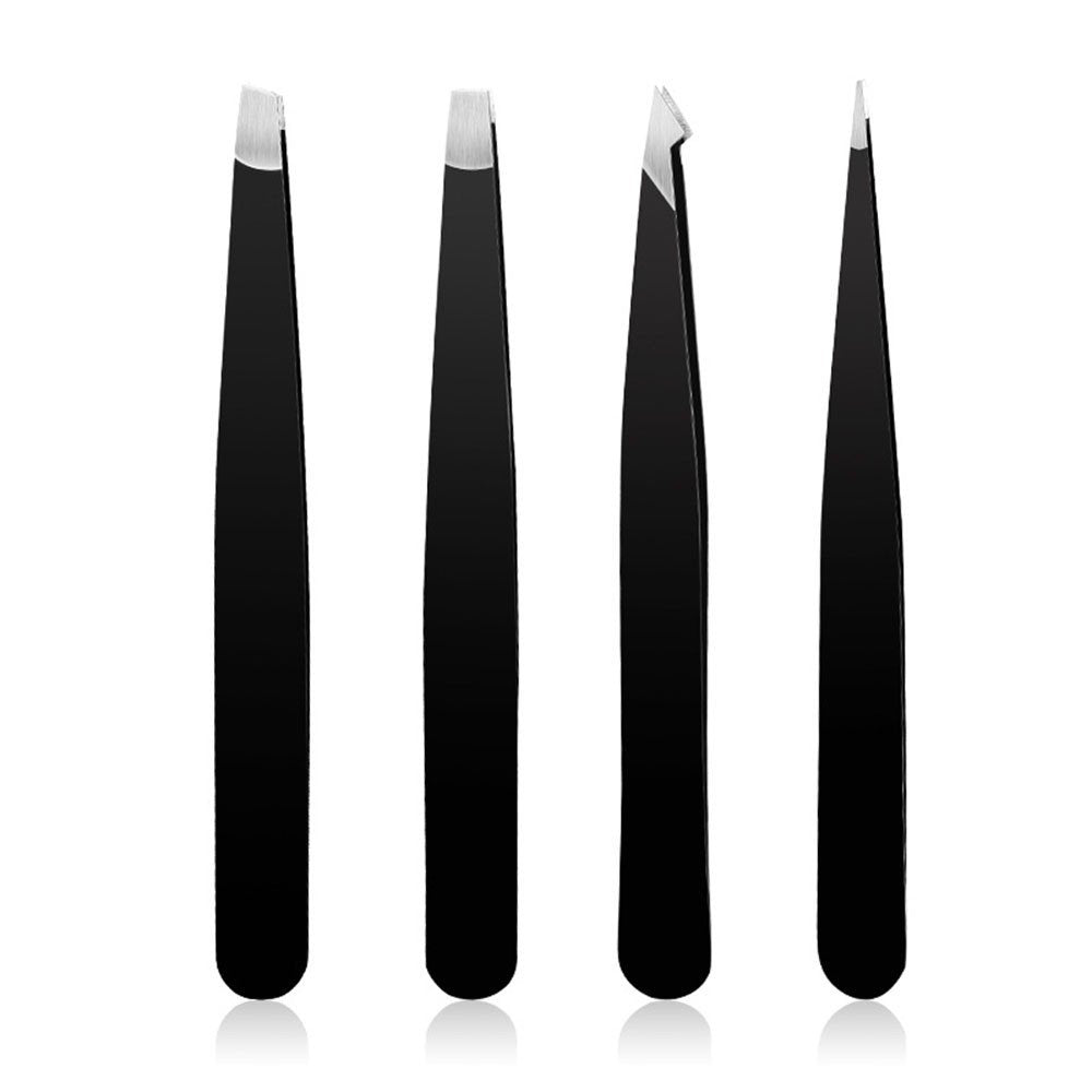 Eyebrow Tweezers Set 4 Piece Professional Stainless Steel Hair Plucker for Women