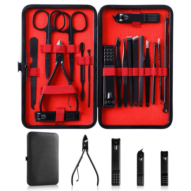 18 in 1 Stainless Steel Professional Grooming Pedicure Kit Nail Care Tools with Travel Case