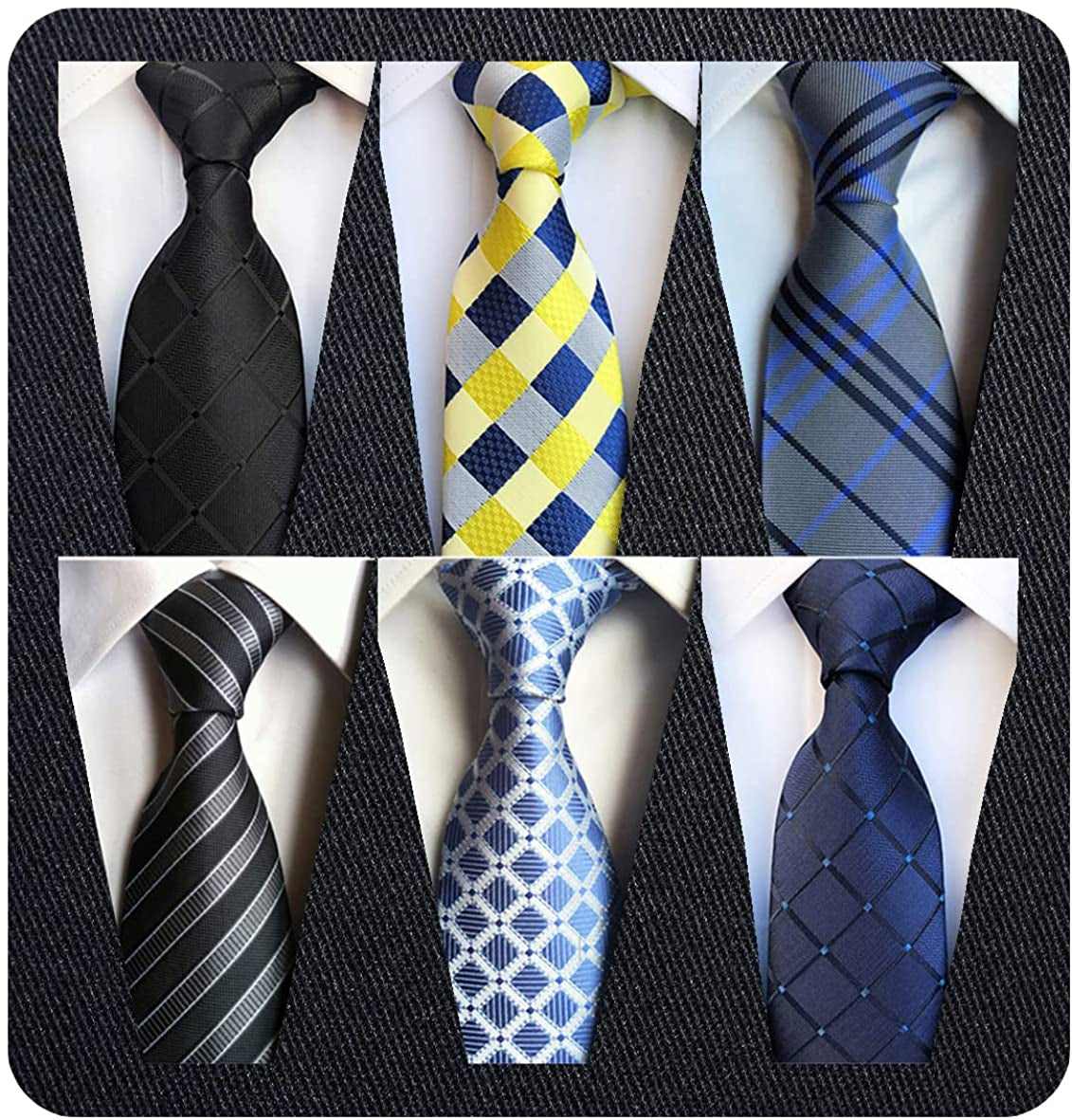 6 Pcs Men's Necktie Classic Silk Tie Woven Jacquard Neck Ties