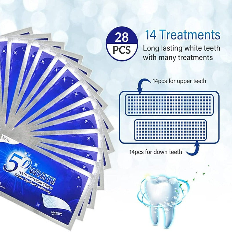 28 White Strips Teeth Whitening Kit, Non-Sensitive 14 Sets Teeth Whitener, Helps to Remove Smoking Coffee Soda Wine Stain