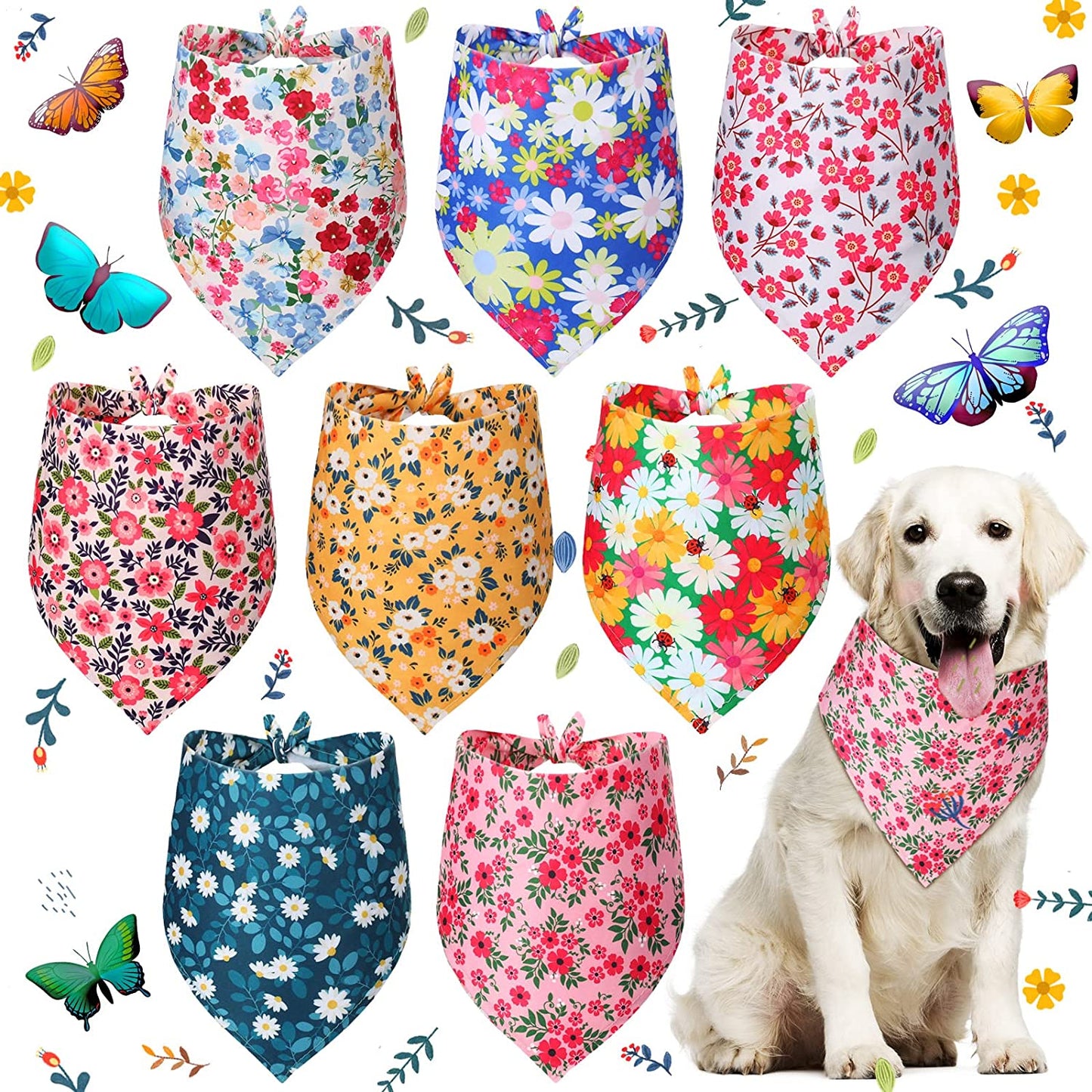 8 Pieces Summer Dog Bandanas 