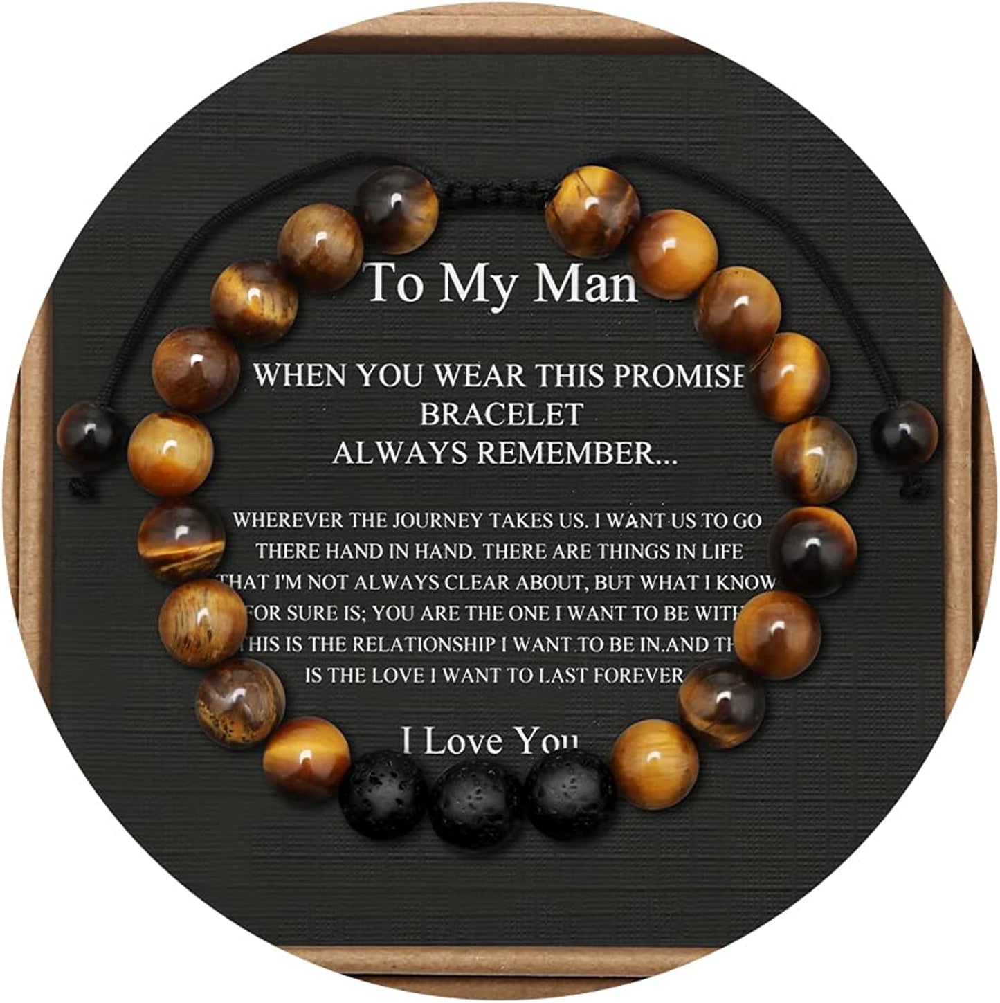 Tiger Eye Beaded Bracelets for Men To My Boyfriend Husband Son Brother Grandson Mens Bracelet Anniversary Birthday Christmas Father's day Gifts for Him