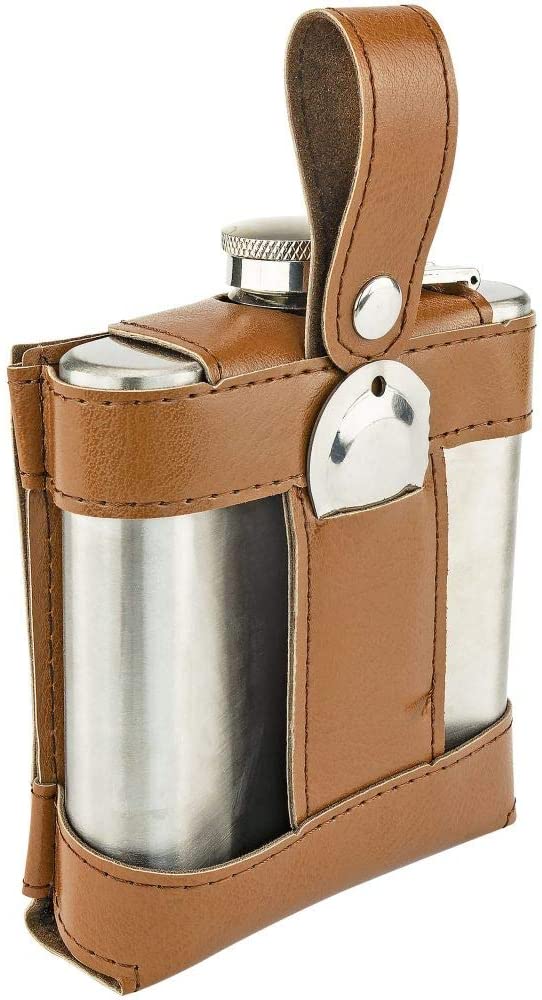 Fairly Odd Novelties ALL in ONE SET 6Oz Flask Spot Markers Hardwood Golf Tees Divot Tool Father'S Day Dad Gift, Brown