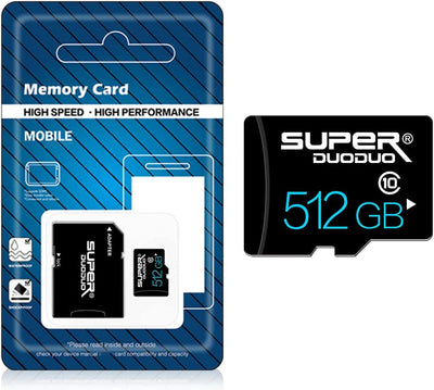512GB Micro SD Card Class10 Micro SD Memory Card 512GB TF Card High Speed MicroSD Card with SD Card Adapter for Camera Computer Game Console, Dash Cam, Surveillance, Drone