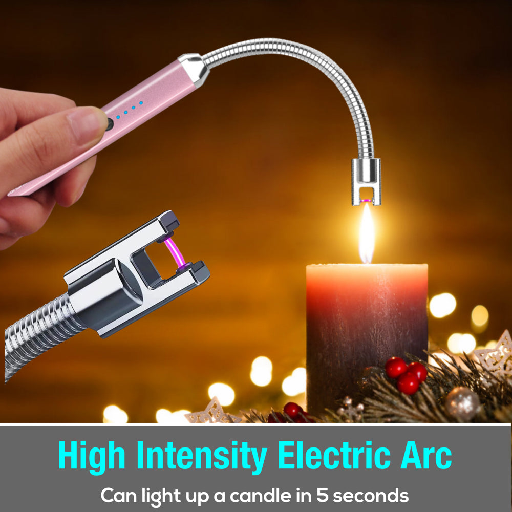 2 Pack USB Rechargeable Candle Lighters with Flexible Neck, Windproof Flameless Plasma Lighters