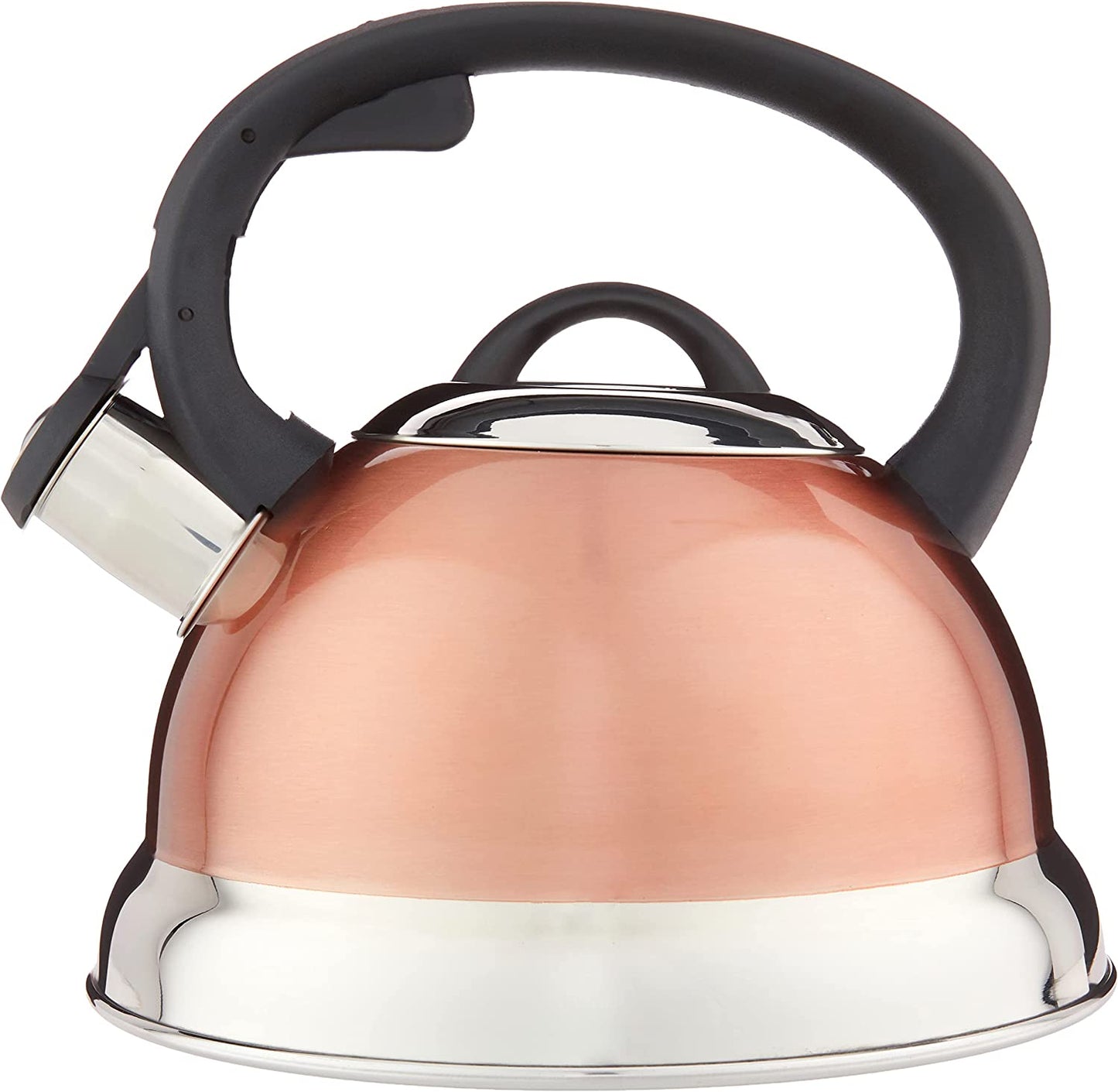 Mr. Coffee Twining 2.1 Quart Pumpkin Shaped Stainless Steel Whistling Tea Kettle, Metallic Red