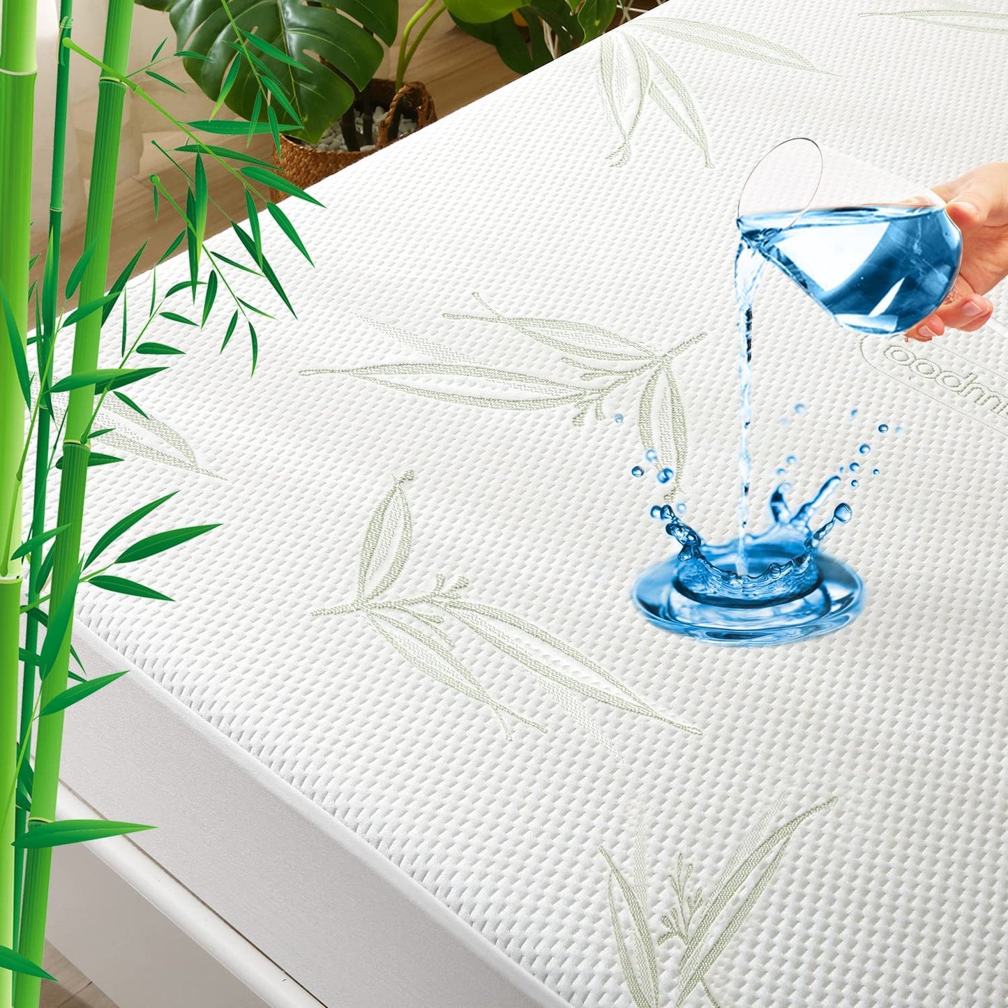 California King Size Quilted Fitted Waterproof Mattress Pad, Premium Hollow Material Filling Mattress Protector, Breathable, Quiet, Cooling, Machine-Washable Mattress Cover with 21” Deep Pocket