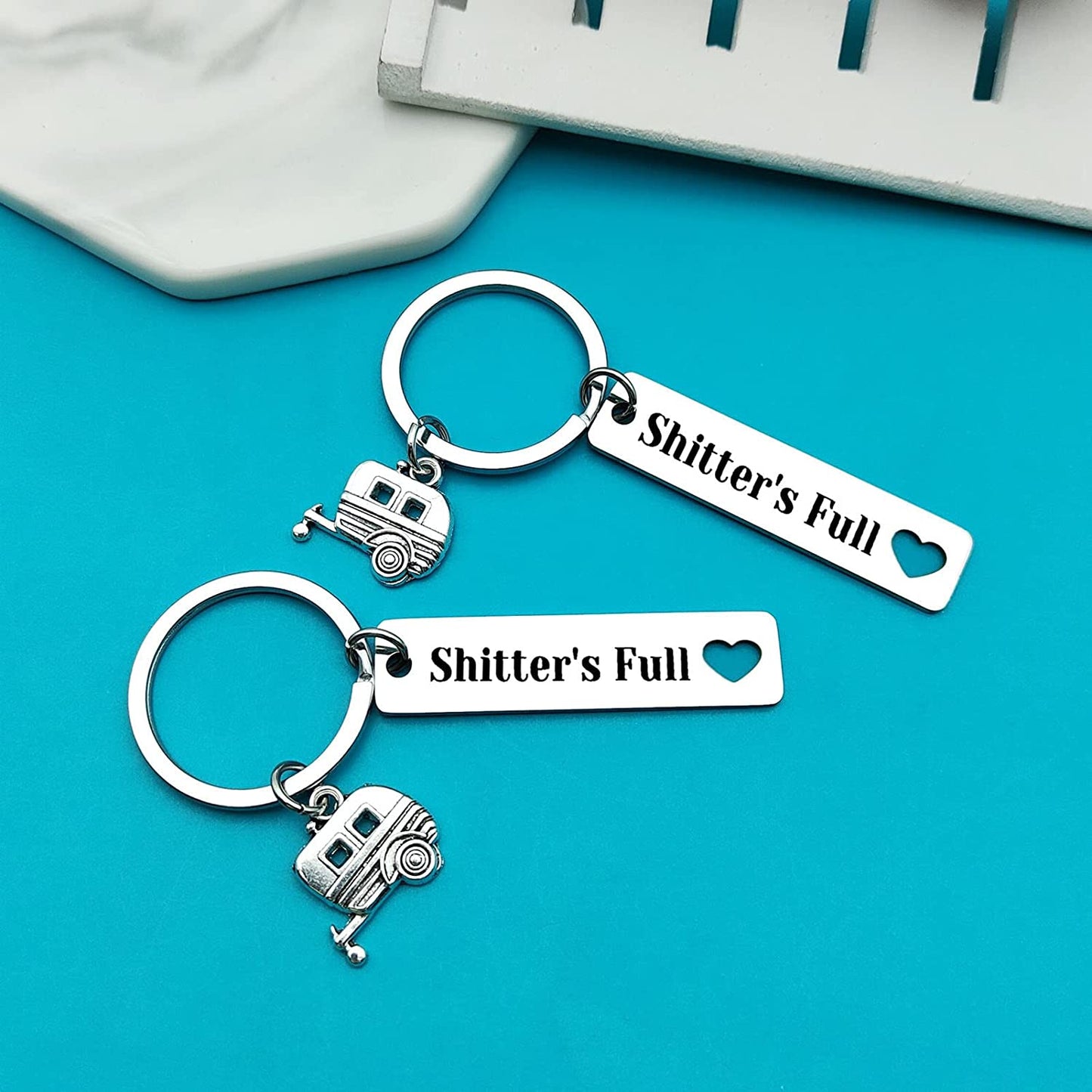 2pcs Happy Camper RV Keychain Camping Gifts for Men Women Camper Trailer