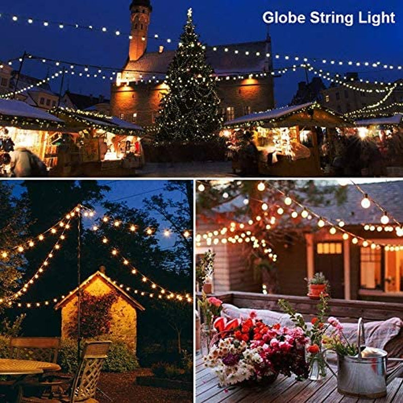 Globe Outdoor String Lights, 27FT Patio Lights with 14 G40 Shatterproof LED Bulbs(1 Spare), Waterproof
