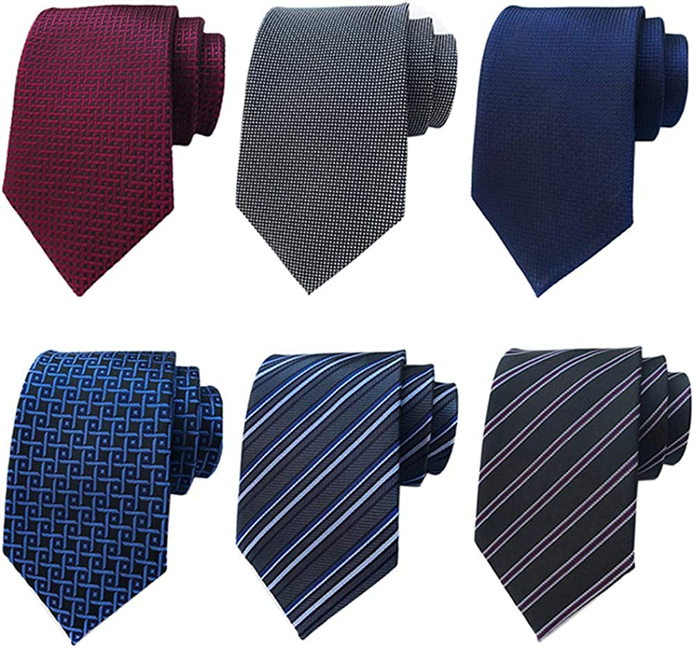 6 Pcs Men's Necktie Classic Silk Tie Woven Jacquard Neck Ties