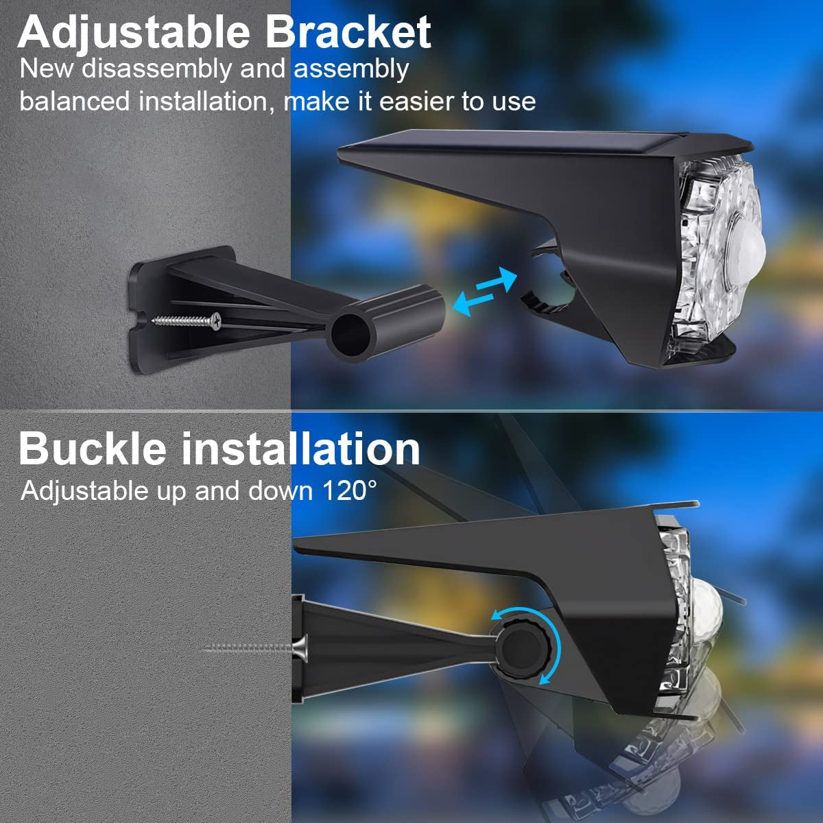 4 pack Solar Lights Outdoor, Solar Motion Sensor Outdoor Light, Solar Security Spot Lights, Solar Powered Wall Lights, Ip67 Waterproof, Solar Flood Lights Outdoor for Garden, Patio, Garage