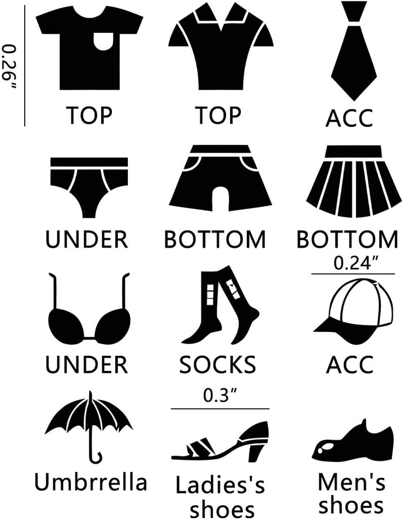 Wardrobe Clothes Classification Label Stickers DIY Vinyl Cabinets Classification Decals for Locker Room Clothes Shoes Clothing Accessories