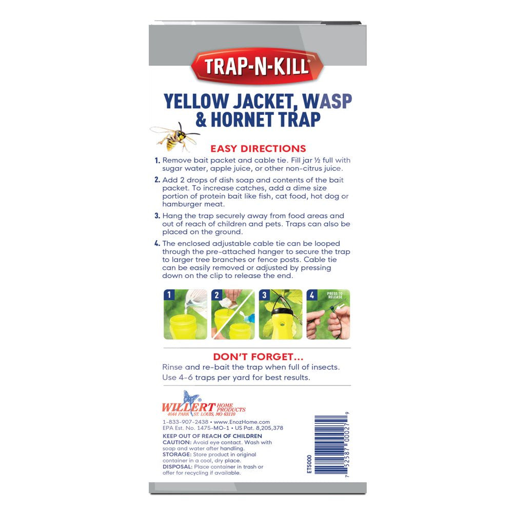 Trap N Kill Yellow Jacket Hornet and Wasp Trap with Bait