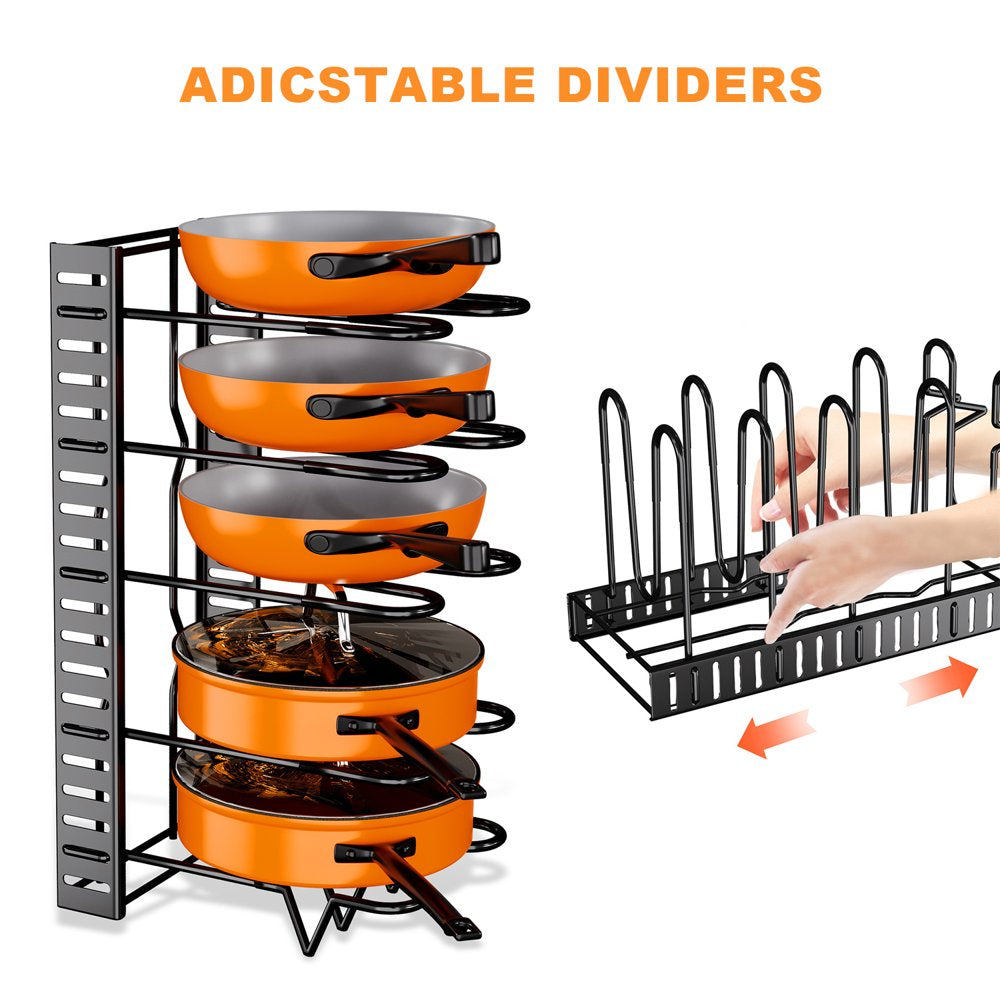 Pot Rack Organizers 8 Tiers Pots and Pans Organizer Kitchen Cabinet Storage Metal Holders