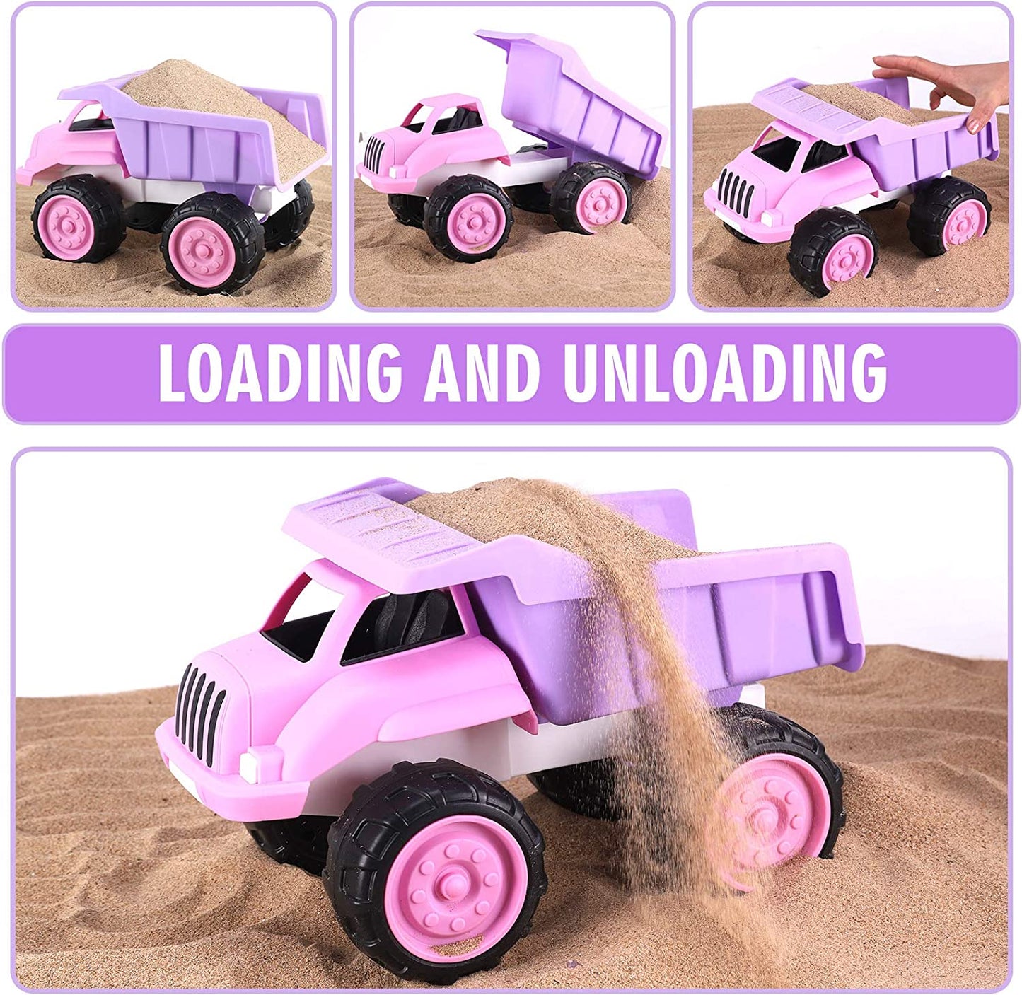 Big Plastic Dump Truck in Pink Color for Toddlers and Girls | Large Tilting Dump Bed Lorry | Free Play Toy Vehicle Indoors and Outdoors Imaginative Play