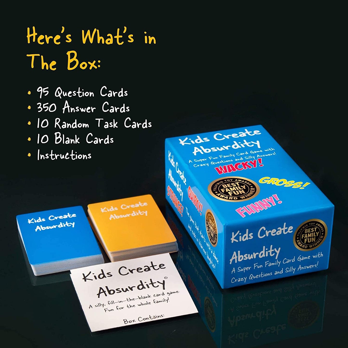 Kids Create Absurdity: Hilarious Card Game for Kids Family Game Night- A Funny Fill in The Blank Card Game-Travel Road Trip Summer Camping Boys Girls