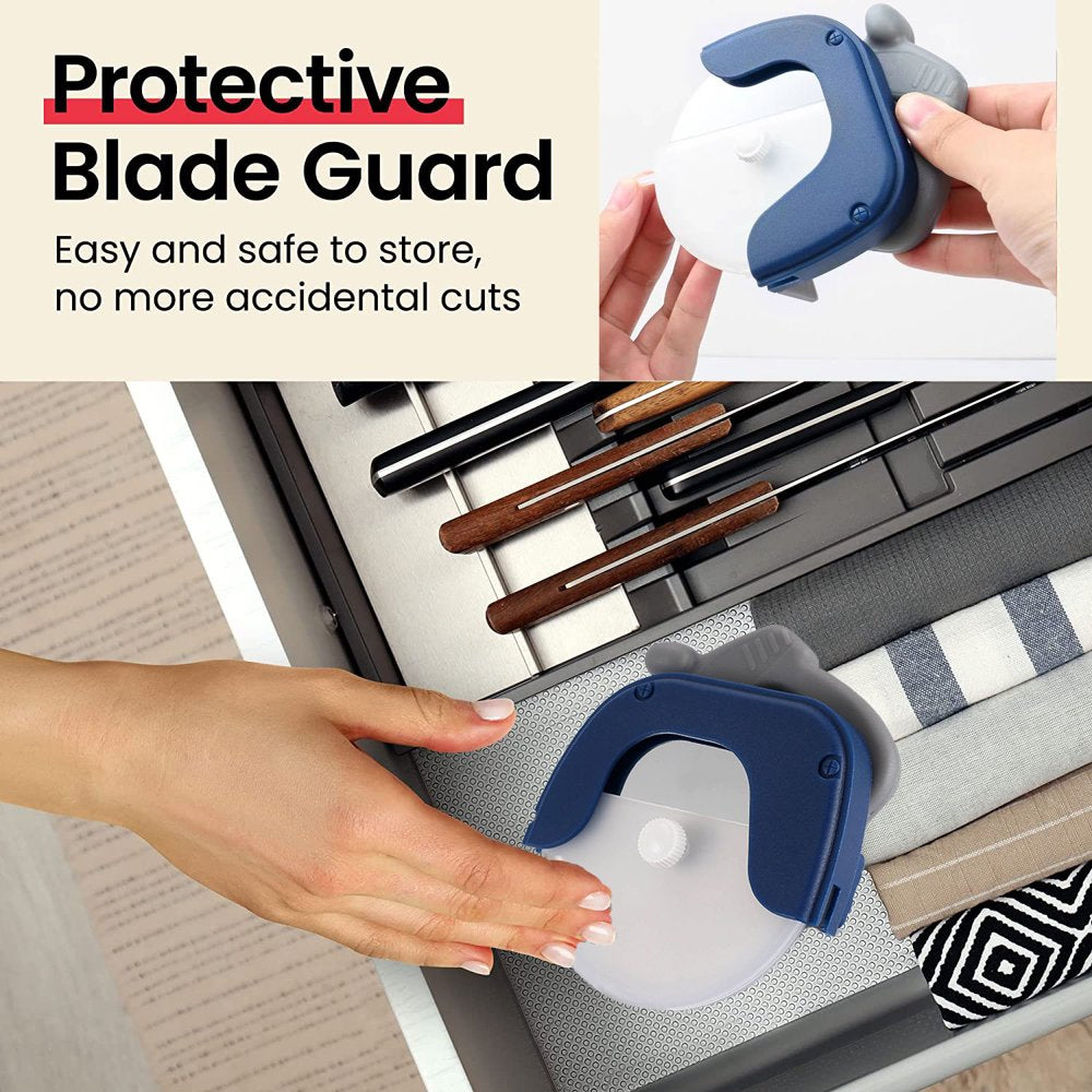 Pizza Cutter Wheel - Detachable Slicer W/Protective Blade Guard & Ergonomic Handle - Super Sharp and Dishwasher Safe Kitchen Gadget(Blue)