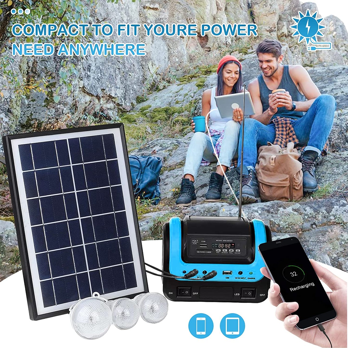 Solar Generator - Portable Generator with Solar Panel,Solar Power Generators Portable Power Station with Flashlight,Emergency Generator Solar Powered for Home Use Camping Emergency