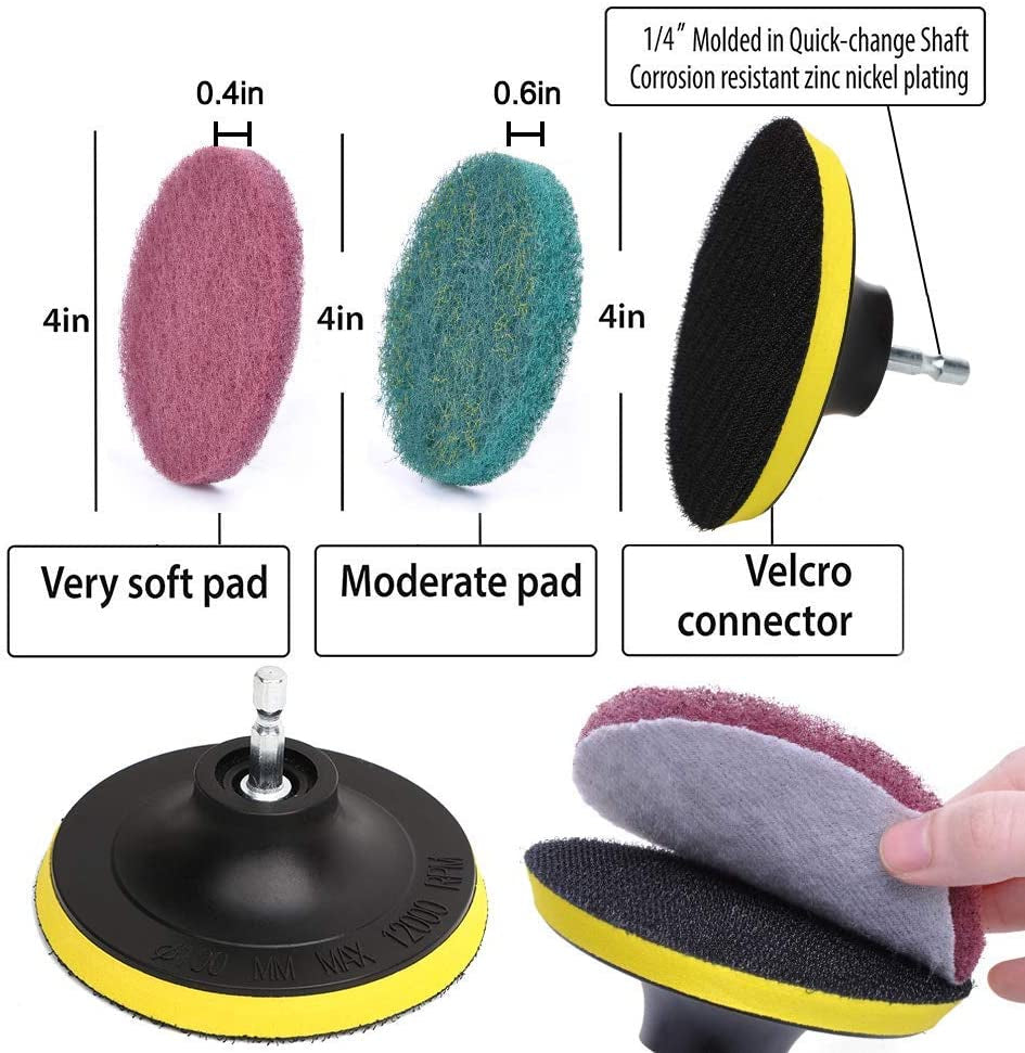Drill Brush Power Scrubber Cleaning Set, 15 Piece Cleaner Scrubbing Brushes Attachments for Home Kitchen, Bathroom Surface, Carpet, Grout, Tile, Tub, Shower, Kitchen, Auto, Indoor