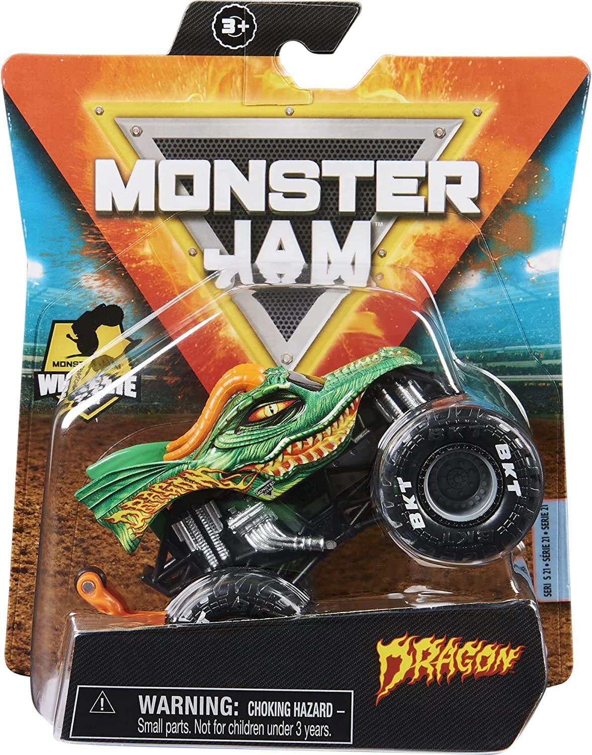 Monster Jam 2021 Spin Master 1:64 Diecast Monster Truck with Wheelie Bar: Show Time Dragon