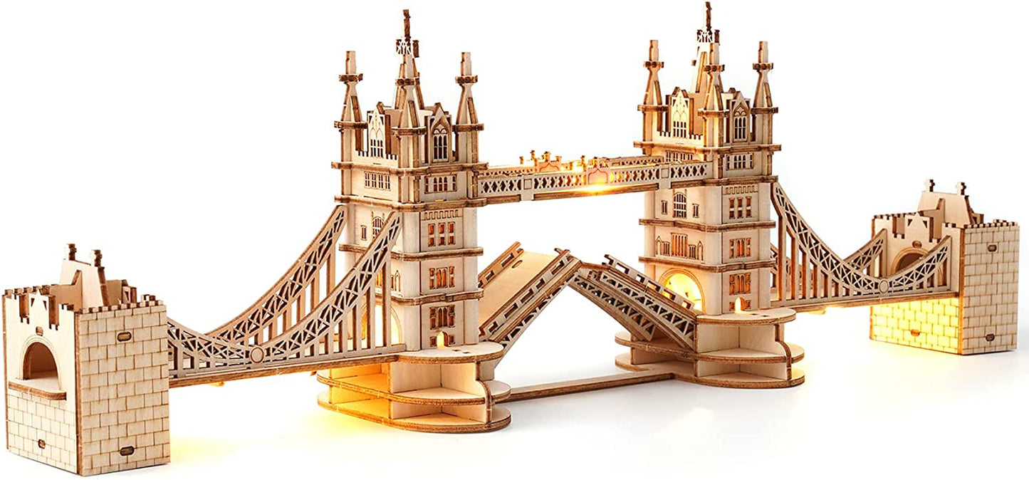 3D Puzzle for Adults Wooden Craft Kits for Teens DIY Construction Model Kit with LED Light to Build Educational Big Ben Set Toys