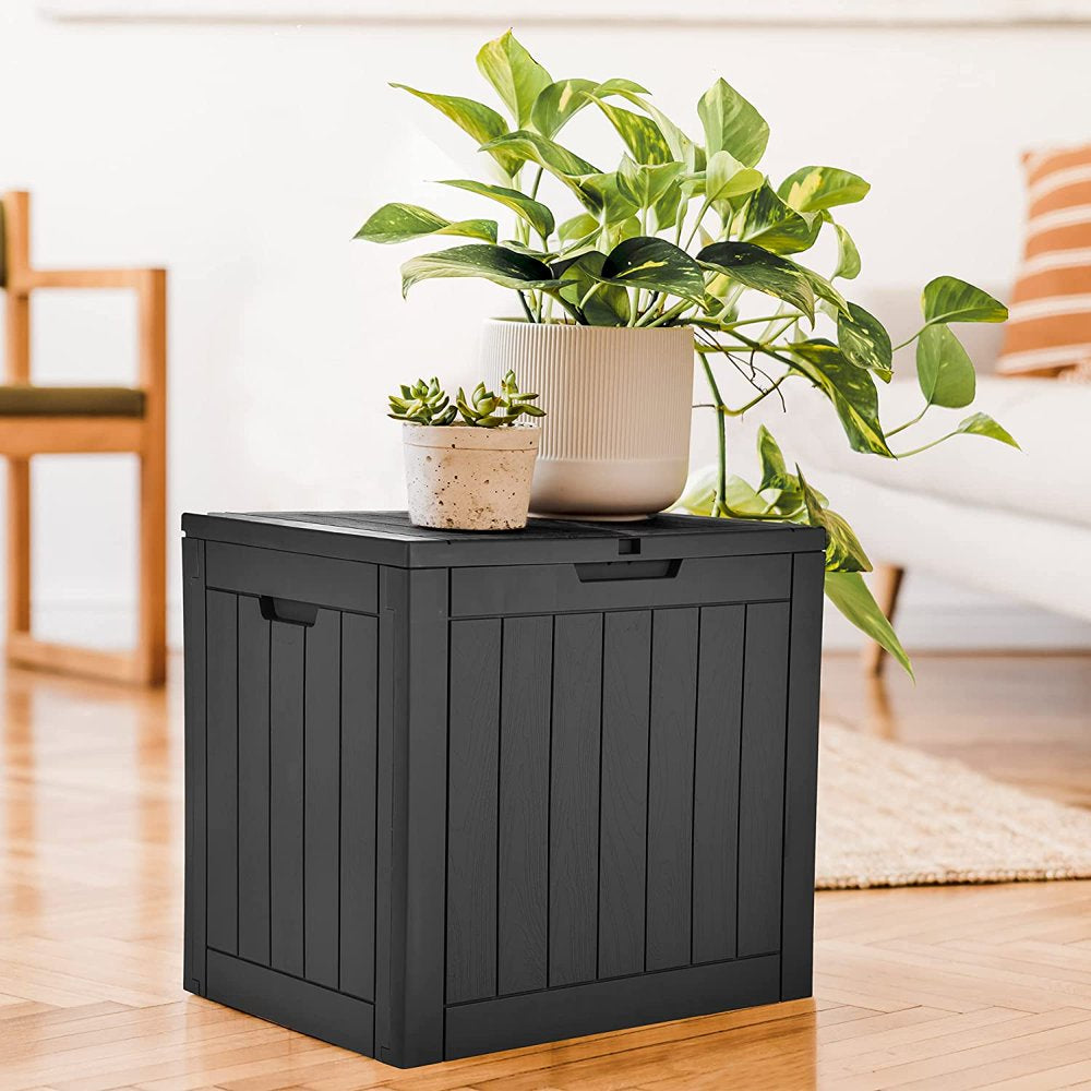 30 Gallon Deck Box, Outdoor Storage Box for Patio Furniture, Pool Accessories, Cushions, Garden Tools and Outdoor, Waterproof Resin with Lockable Lid and Side Handles