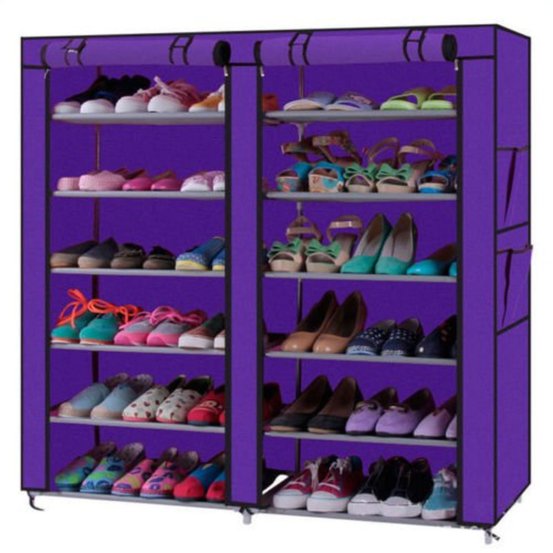 KTX 12 Grids Portable Shoe Cabinet 6 Tiers Shoe Rack Shoe Shelf Tower Shoe Storage Organizer Space Saving with Non-Woven Fabric Cover