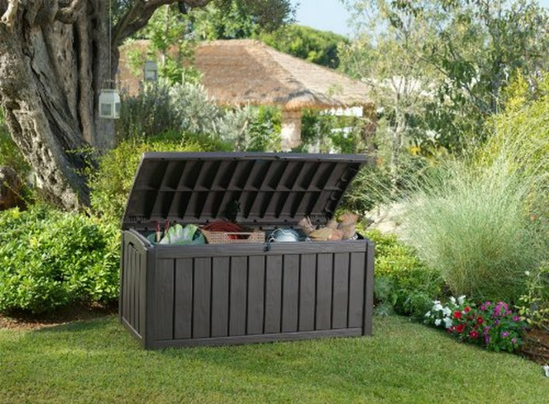 Outdoor 101 Gallon Plastic Resin Deck Box, Brown