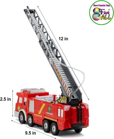 Electronic Power Fire Truck Car Toy for Toddlers Kids Boys Girls Birthday Realistic Firetruck Toy with Water Shooting & Lights & Sounds & Extending Ladder Functions