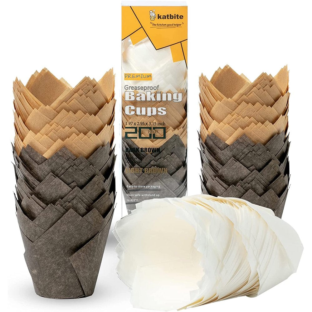 Katbite Tulip Cupcake Liners 200PCS, Muffin Baking Cupcake Liners Holders