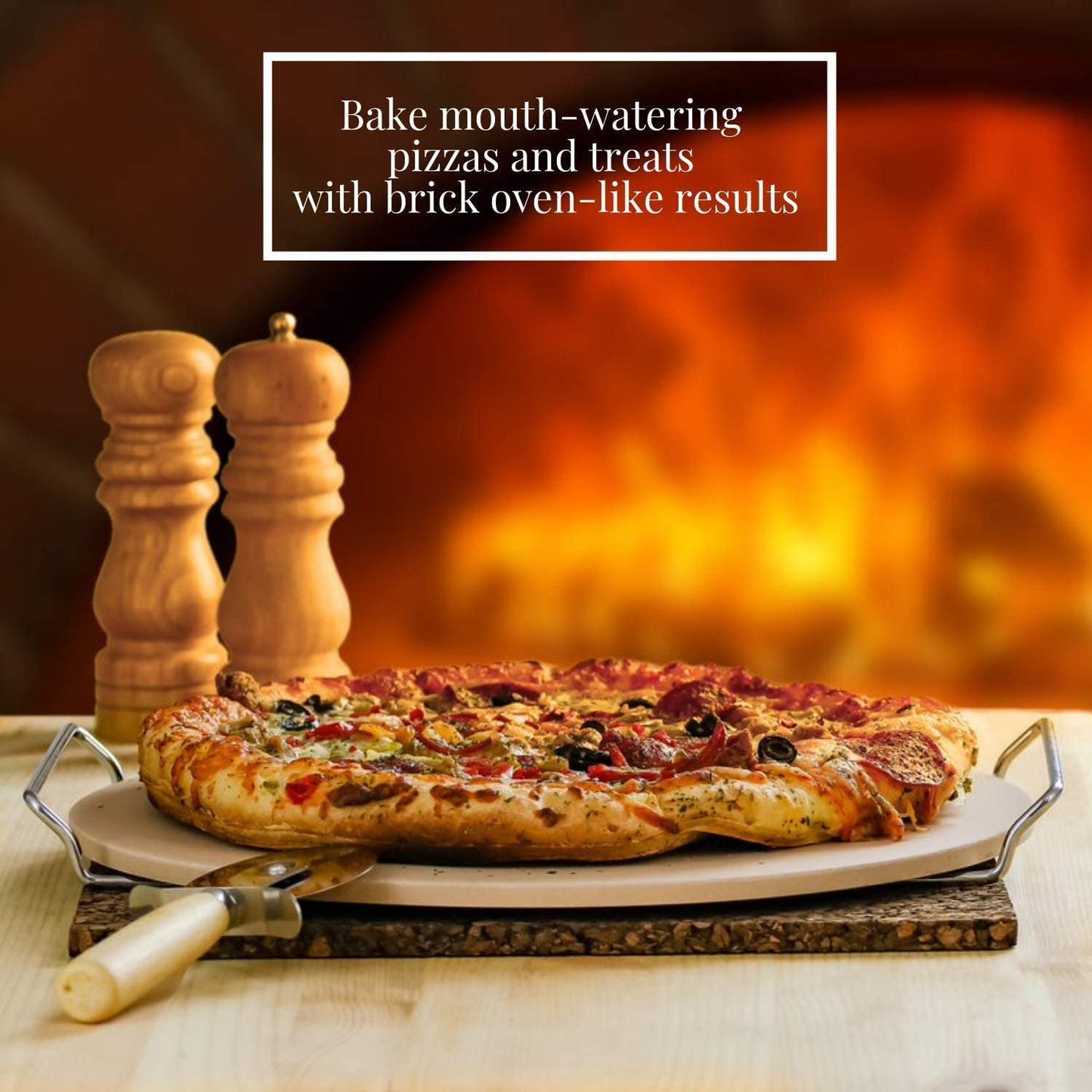 Ceramic Flat 13 Inch Pizza Stone Set