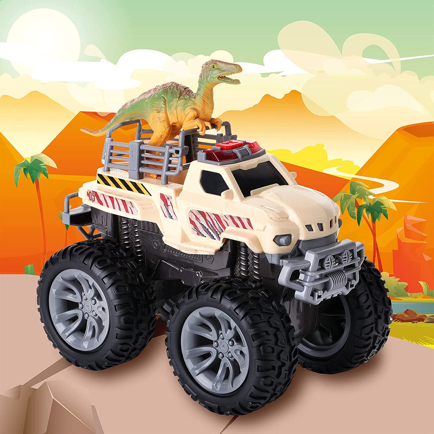 Dinosaur Transport Monster with Lights and Sounds, Dino Truck Transporter Vehicle Toy, Dinosaur Toys for Boys and Girls Ages 3+