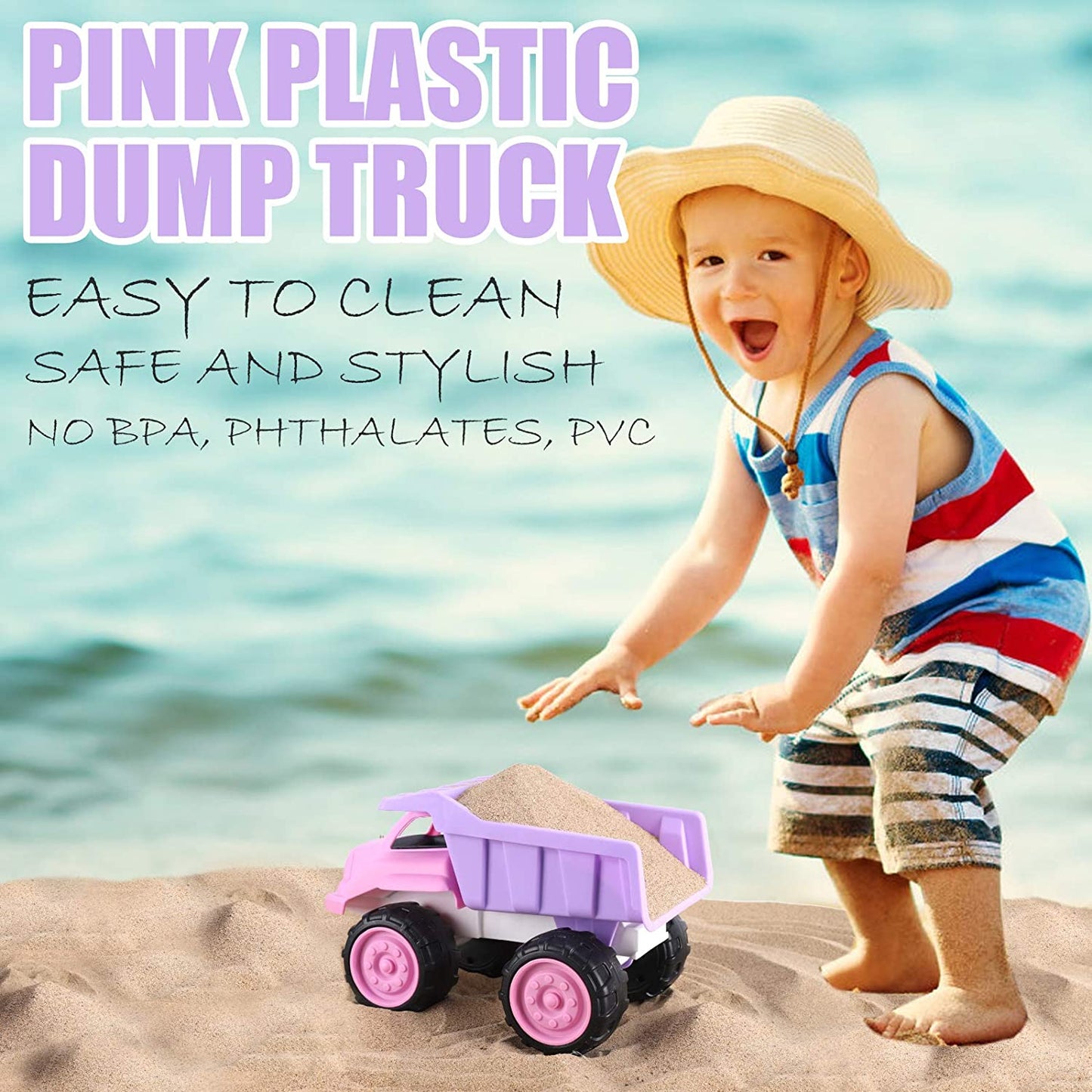 Big Plastic Dump Truck in Pink Color for Toddlers and Girls | Large Tilting Dump Bed Lorry | Free Play Toy Vehicle Indoors and Outdoors Imaginative Play