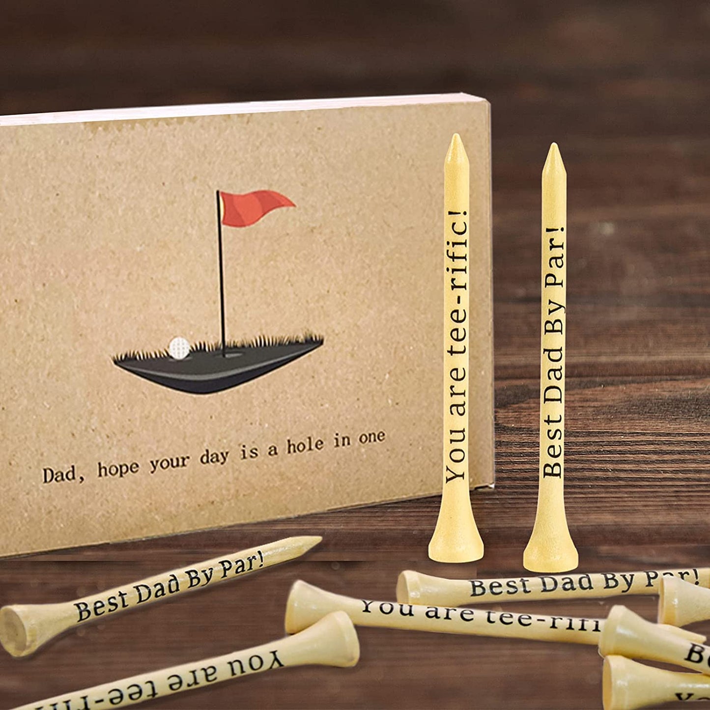 Father‘s Day Gifts - Best Dad by Par - You Are Tee-Rific, 3-1/4 Inch Wood Golf Tees