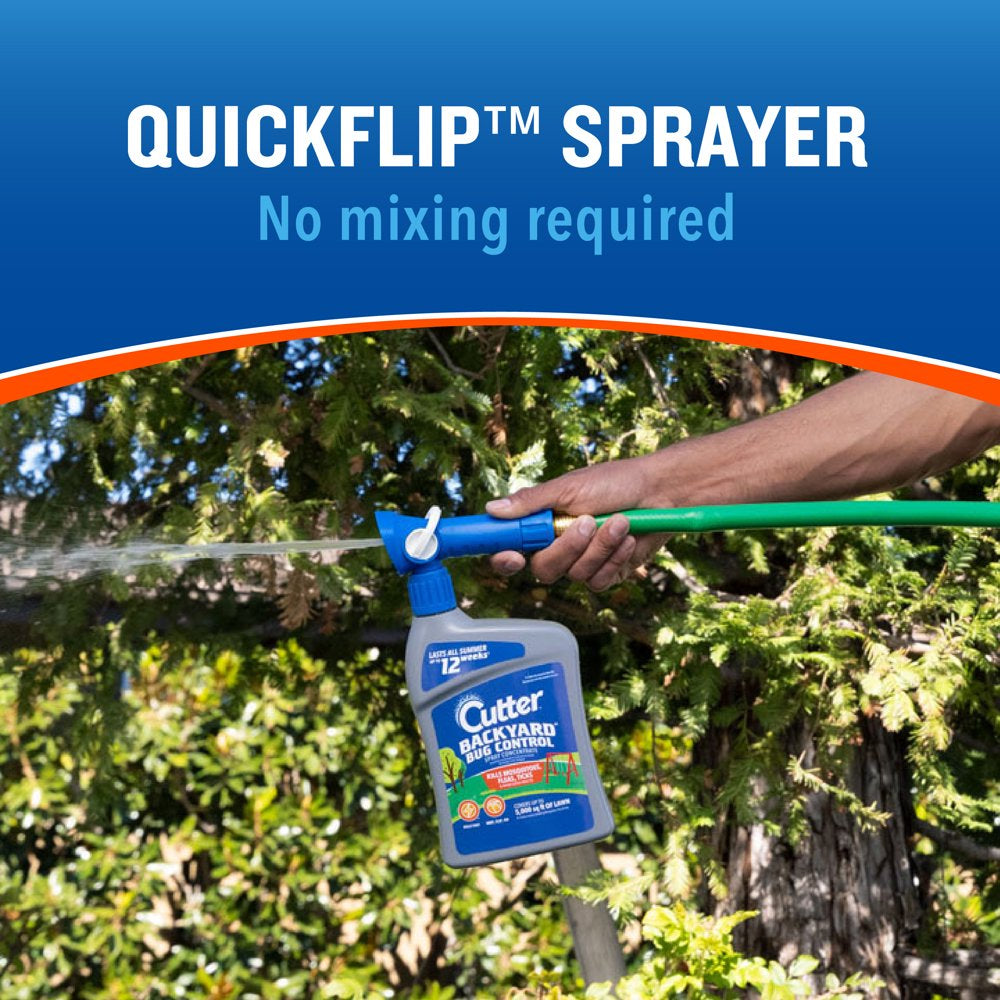 Cutter Backyard Bug Control Insecticide Concentrate with Quickflip Hose-End Sprayer, 32 Ounces
