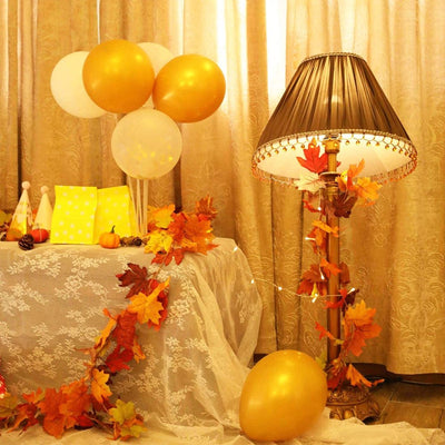 2 Pack Fall Maple Garland with 40 LED for Home Wedding Party Christmas - 5.8Ft/Pc