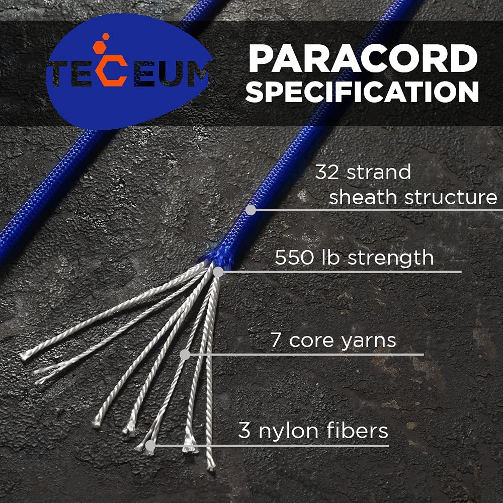 50 Ft – 4Mm – 100% Nylon Tactical Rope MIL-SPEC – Outdoor Para Cord – Camping Hiking Fishing Gear – EDC Parachute Cord – Strong Survival Rope