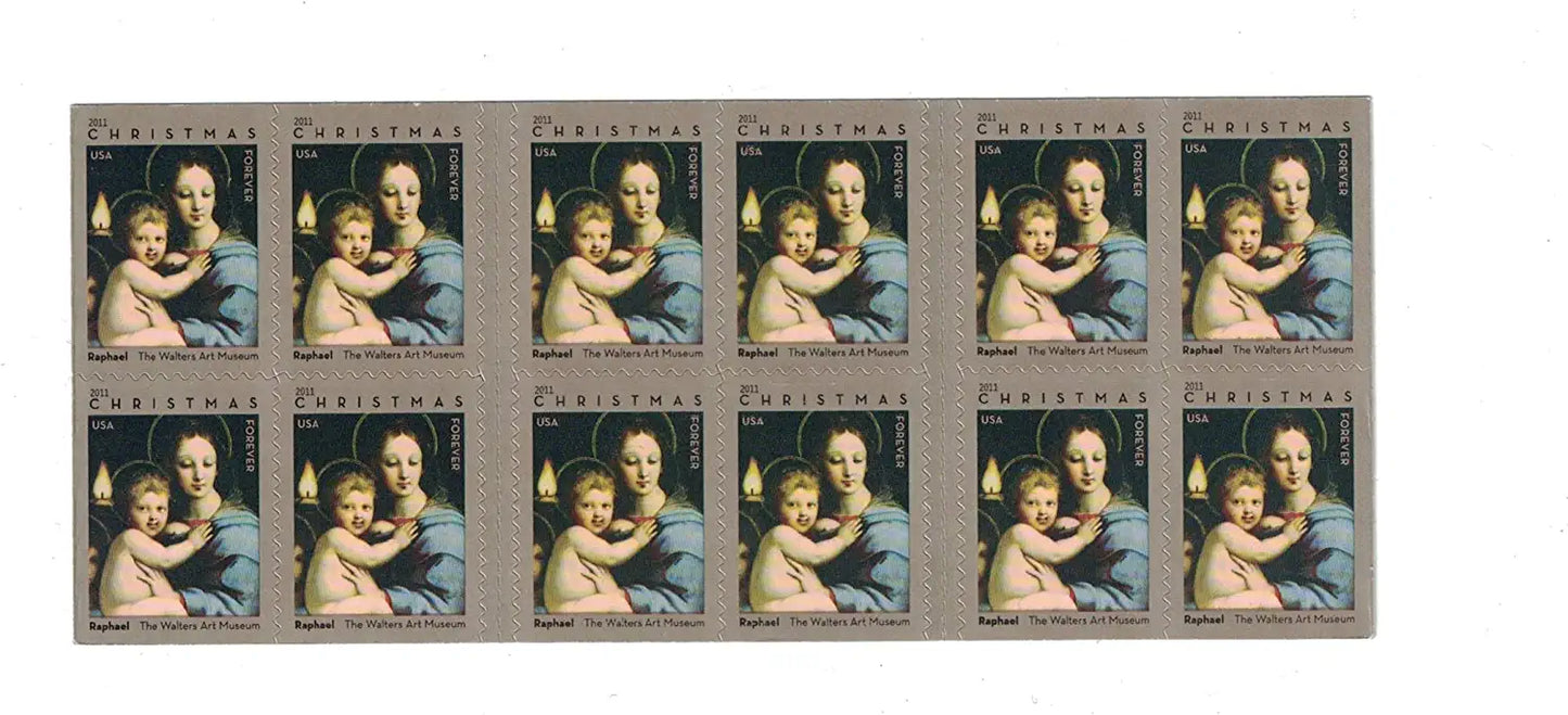 USPS Christmas Madonna of the Candelabra by Raphael 2011 Forever Stamps - Booklet of 20 Postage Stamps
