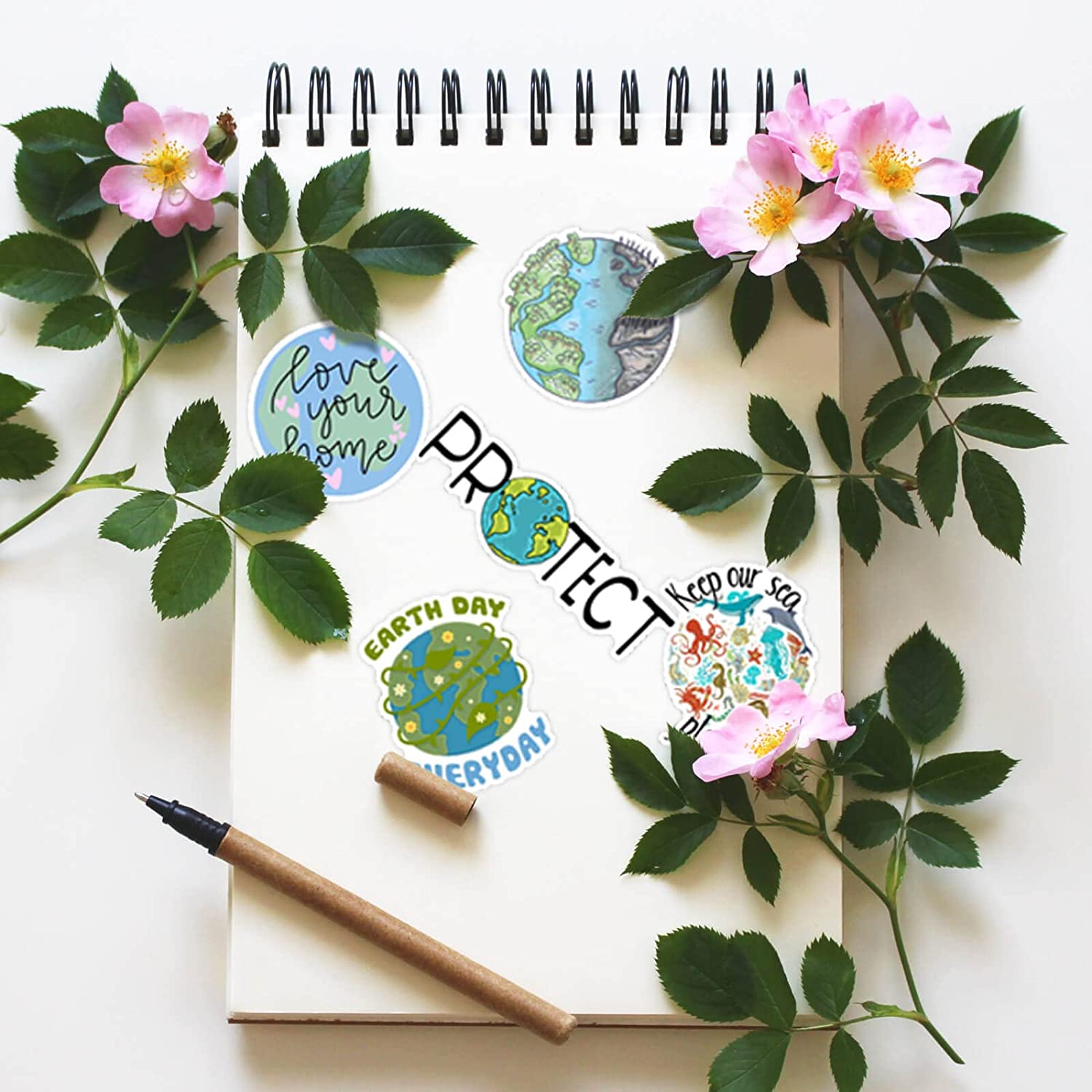 100 PCS Environmental Protection Stickers, Earth Day Stickers for Water Bottles, Stationery, Bicycles