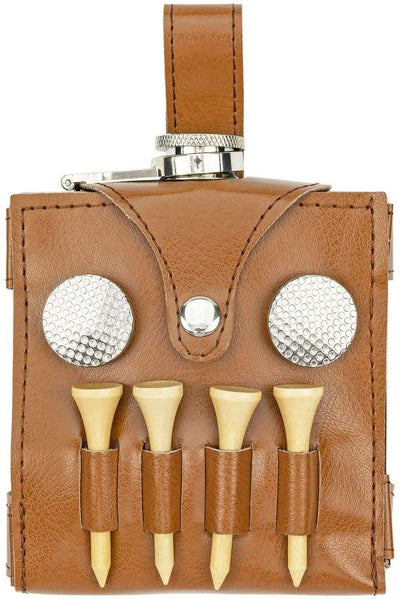 Fairly Odd Novelties ALL in ONE SET 6Oz Flask Spot Markers Hardwood Golf Tees Divot Tool Father'S Day Dad Gift, Brown