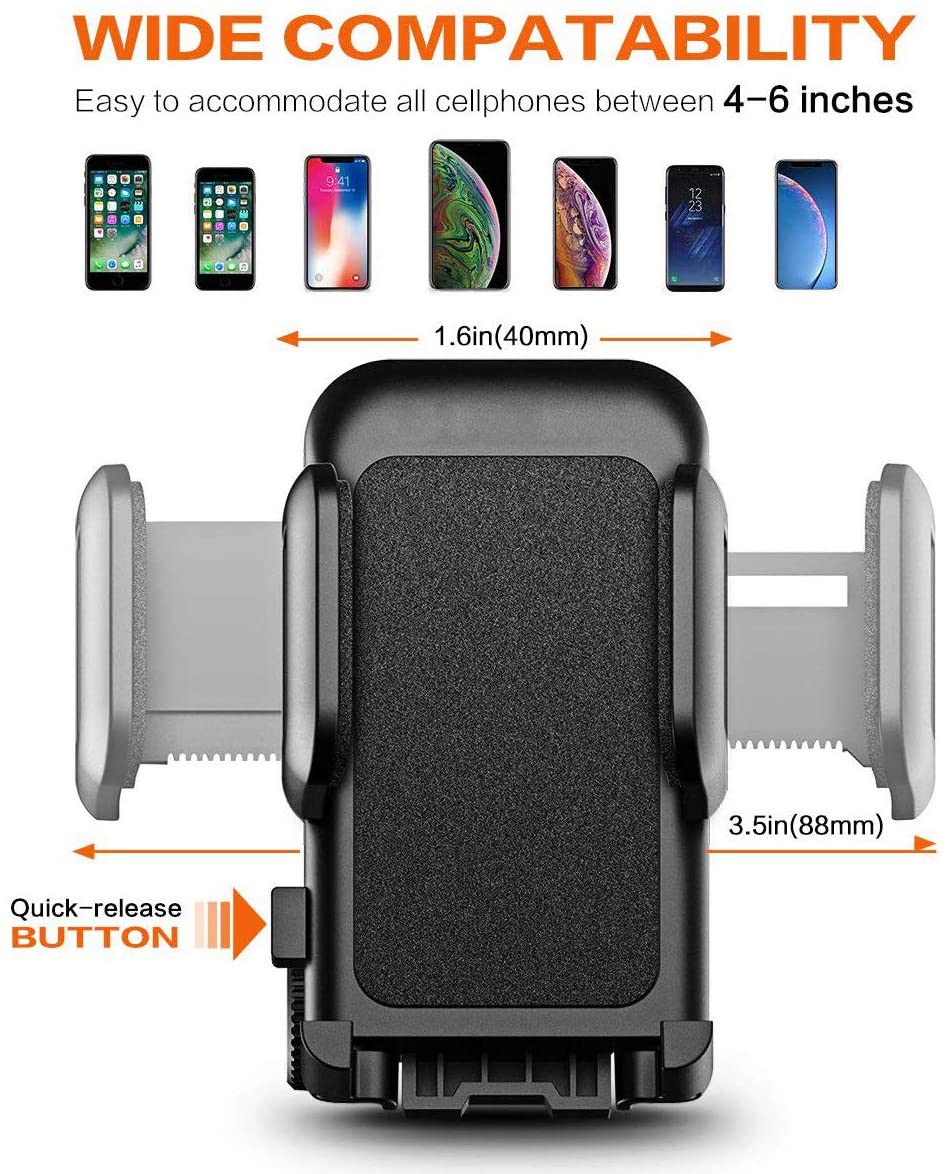 Car Cell Phone Mount Stand Holder Cradle Dashboard Windshield Washable Sticky Gel Pad 360 Rotation Three-Side Grips Universal (Dashboard Mount)