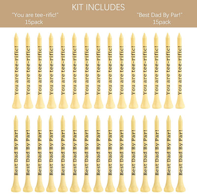 Father‘s Day Gifts - Best Dad by Par - You Are Tee-Rific, 3-1/4 Inch Wood Golf Tees
